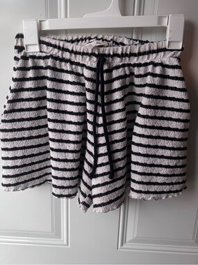 Salt + Cove Black and White Striped Terry Cloth Shorts